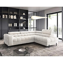 Bestmobilier Elisa - canapé d'angle droit 5 places convertible avec coffre et têtières réglables en tissu bouclette