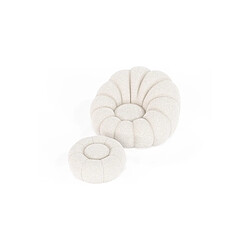 ICONIK INTERIOR Fauteuil avec ottoman tapissé - Bouclé blanc - Rubi Blanc pas cher