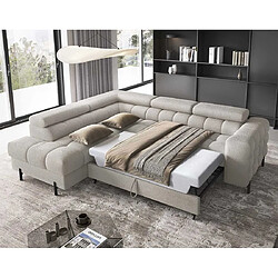 Bestmobilier Elisa - canapé d'angle gauche 5 places convertible avec coffre et têtières réglables en tissu bouclette