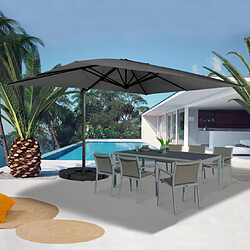 Idmarket Parasol 3x4M gris 360 + dalles