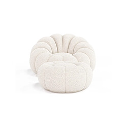 Acheter ICONIK INTERIOR Fauteuil avec ottoman tapissé - Bouclé blanc - Rubi Blanc