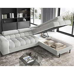 BESTMOBILIER Elisa Canapé d'angle 5 places - Gris clair