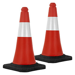 Ecd Germany 2x Cône de signalisation routière rouge/blanc en PVC 51cm bandes réfléchissantes