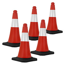 Ecd Germany 5x Cône de signalisation routière rouge/blanc en PVC 51cm bandes réfléchissantes