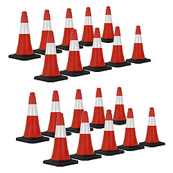 Ecd Germany 20x Cône signalisation routière rouge/blanc en PVC 51 cm bandes réfléchissantes