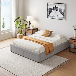 Avis Concept Usine Lit contemporain à tiroirs - 140x190 - gris SACRAMENTO