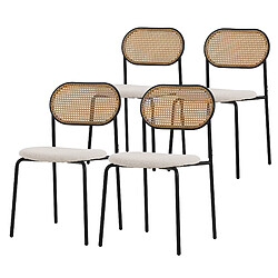 ML-Design Chaises design rotin et acier noir