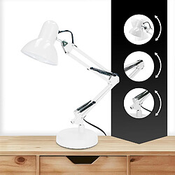 Lampe de Bureau Vintage E27 Lampe de Chevet Réglable Blanc