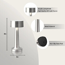 Lampe de bureau LED rechargeable Argent