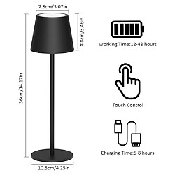 Lampe de Table Rechargeable Lampe de Bureau sans Fil Noir