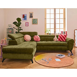 Lisa Design Marlo Canapé d'angle gauche 5 places - Vert Olive