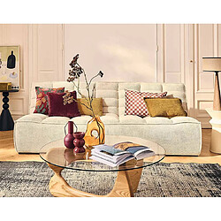 Lisa design Canapé droit 3 places velours - Beige