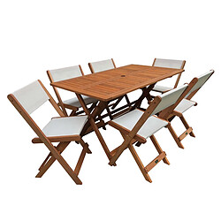 Habitat Et Jardin Salon de jardin repas Séoul - 1 Table + 6 chaises - Maple - Beige