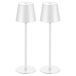 Lot de 2 Lampe de Table sans Fil Lampe de Chevet Rechargeable Blanc