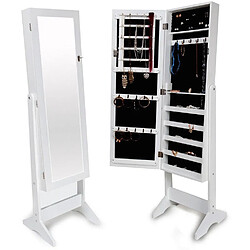 Helloshop26 Armoire à bijoux avec miroir pliant - Bois blanc