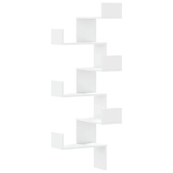 vidaXL Étagère d'angle murale blanc 45x45x147 cm bois d'ingénierie
