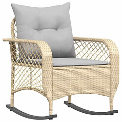 vidaXL Chaise à bascule de jardin avec coussins beige résine tressée