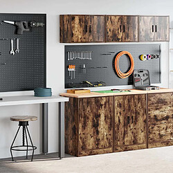 vidaXL Armoires de garage - Chêne fumé Armoire de garage - Bois de pin et d'ingénierie - Plan de travail en bois - Capacité max 60 kg