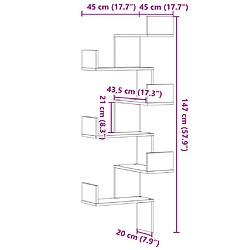 vidaXL Étagère d'angle murale blanc 45x45x147 cm bois d'ingénierie pas cher
