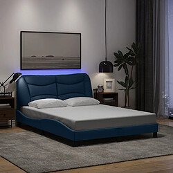 vidaXL Cadre de lit avec LED sans matelas Hvar bleu 140x190 cm tissu