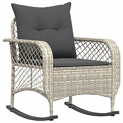 vidaXL Chaise à bascule avec coussins - Gris clair