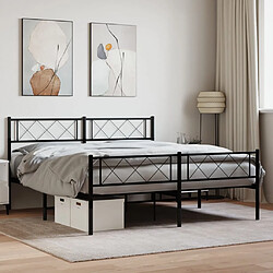 vidaXL Cadre de lit métal sans matelas avec pied de lit noir 160x200cm