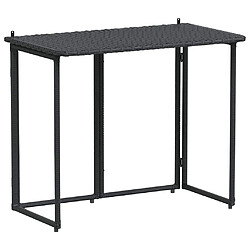 vidaXL Table de jardin pliante noir 90 x 51 x 75 cm polyrotin