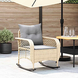 vidaXL Chaise à bascule de jardin avec coussins beige résine tressée