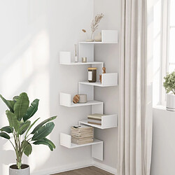 Avis vidaXL Étagère d'angle murale blanc 45x45x147 cm bois d'ingénierie