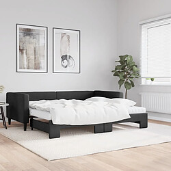 vidaXL Lit de jour avec gigogne et matelas noir 90x200 cm tissu