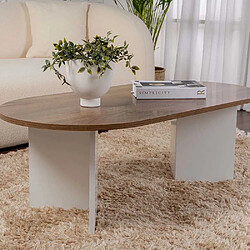 Avis Hanah home Table basse ovale - sable noyer/blanc