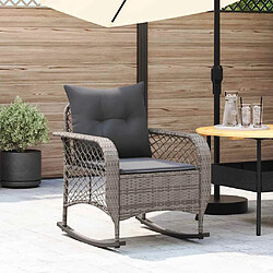 vidaXL Chaise à bascule de jardin avec coussins gris - Résine tressée