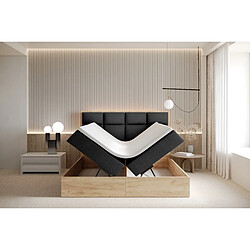 TRADA Lit boxspring 160x200 cm SELVA rangement matelas ressorts ensachés et surmalelas en velours noir