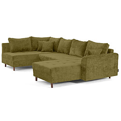 Lisa design canapé panoramique d'angle gauche - Olive pas cher