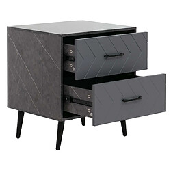 Mendler Chevet 2 tiroirs - Gris pas cher
