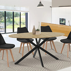 Idmarket Table ovale ALIX bois/noir