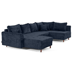 Lisa design Rune canapé panoramique d'angle droit - Bleu pas cher