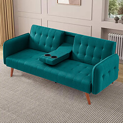 Concept Usine Canapé 3 places convertible avec tablette centrale rabattable vert INVERNESS