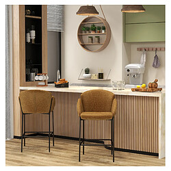 Avis Moloo Lot de 2 tabourets de bar tissu - Moutarde