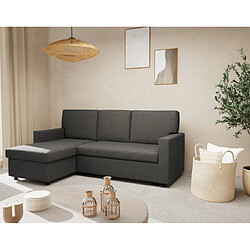 BestMobilier Meiya - Canapé d'angle convertible - Gris foncé