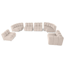 Lisa Design Debbie - canapé modulable panoramique d'angle gauche 7 places en tissu texturé