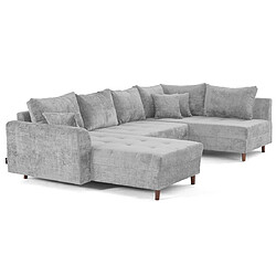 Lisa design canapé panoramique d'angle droit - Gris pas cher