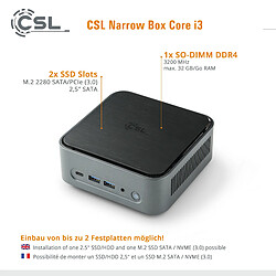 CSL-Computer CSL Computer Mini PC Narrow Box Core i3 pas cher