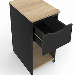 Idmarket MARKET Lot 2 chevets Anouk - Noir/Bois pas cher