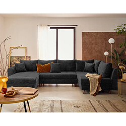 Lisa design canapé panoramique d'angle droit Rune - Anthracite Canapé panoramique d'angle droit - 7 places - velours - assise ferme - déhoussable - ressorts Nosag