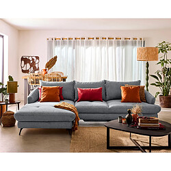 Lisa Design NINON - Canapé d'angle gauche 4 places convertible Gris