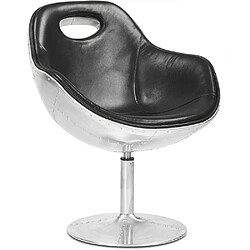 ICONIK INTERIOR Fauteuil avec Accoudoirs - Style Aviateur - Cuir - Tulip Noir