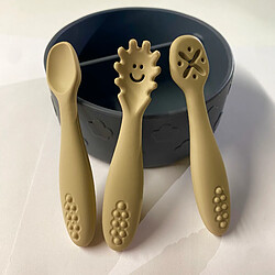 Babireva Set de 3 cuillères d'apprentissage pour bébé en silicone