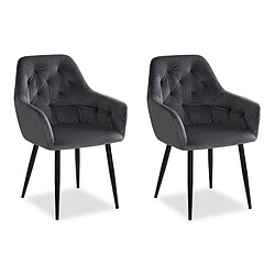 Homestyle4U Chaises de salle à manger - Gris - Lot de 2