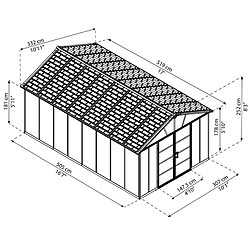 Abri de jardin 11x17.2 pieds gris anthracite - 705683 - Yukon - PALRAM